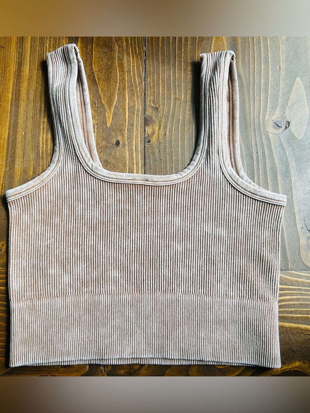 Ribbed Crop Brammie  in Soft Taupe, S/M & L/XL